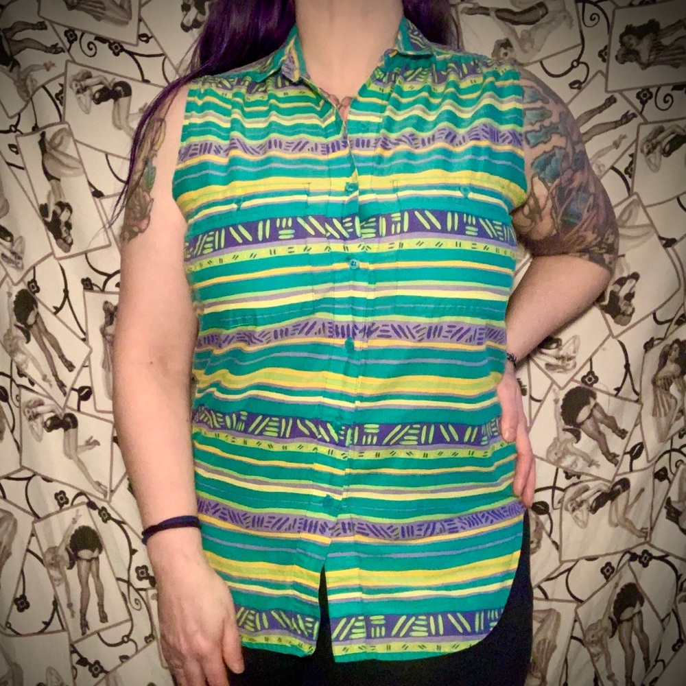 Vintage 90s Sleeveless Buttondown